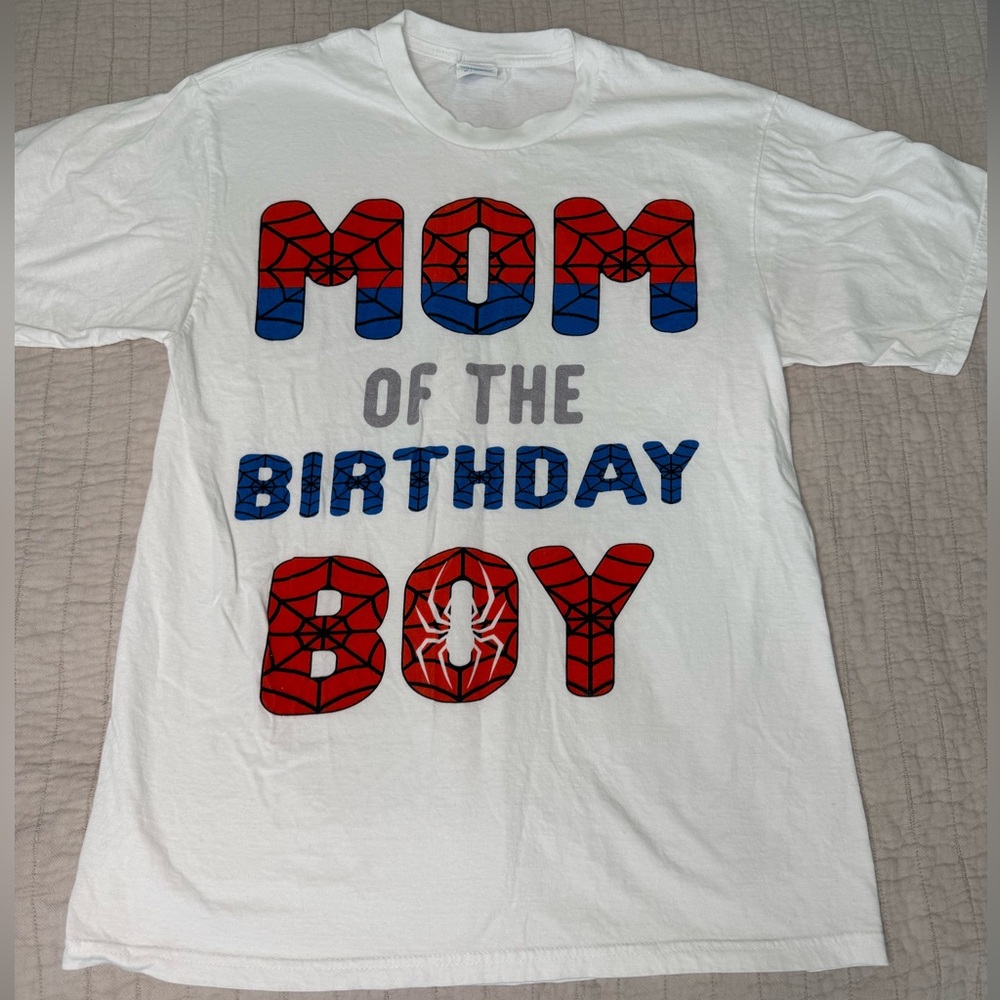 Spider-Man birthday party shirt